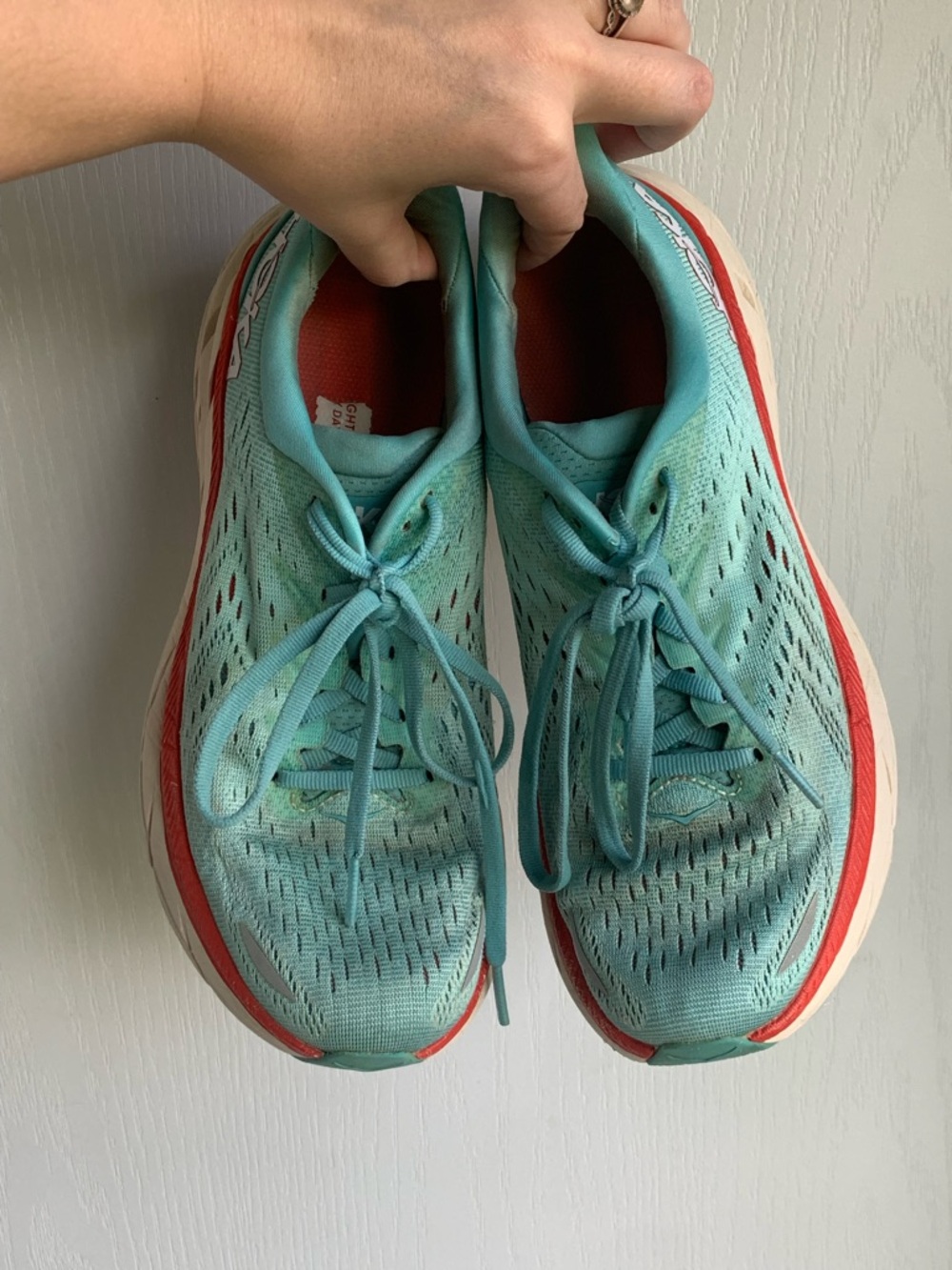 HOKA Clifton 8 women's running shoe in the Aquarelle/Eggshell Blue color - Picture 3 of 12